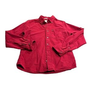 Abercrombie & Fitch Men’s Red Muscle Button Down Long Sleeve Shirt Size Medium